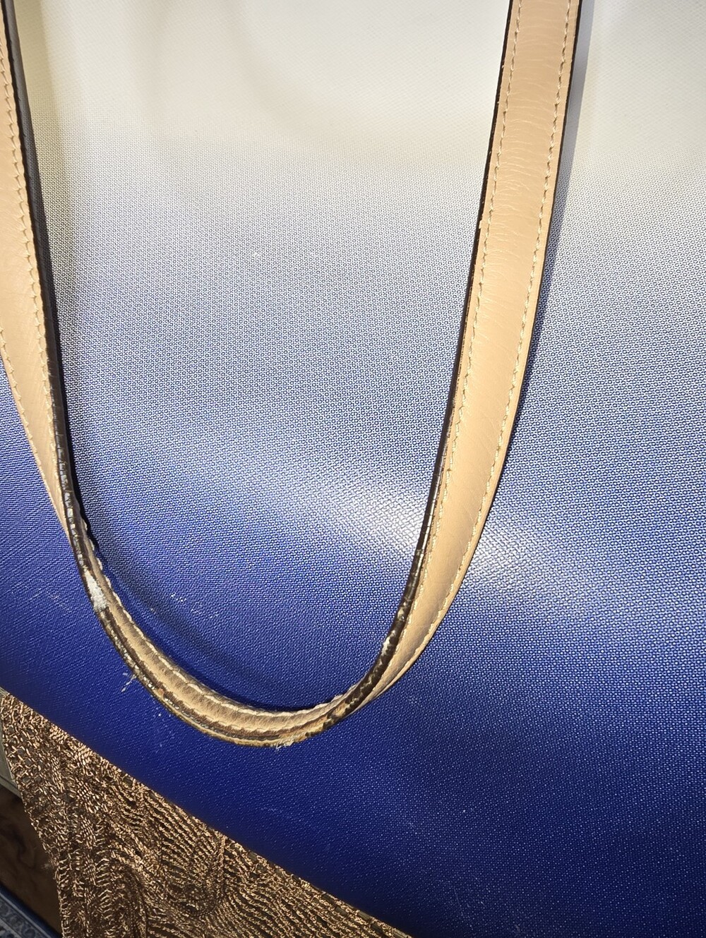 Coach Gradient Tote F30561 Ombre Blue and White Tote Bag with Tan Trim - Picture 15 of 16
